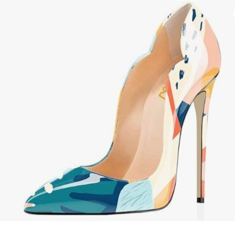 FSJ White Painting Pointed Toe High Heels Sexy Stiletto Pumps Office Lady Shoes